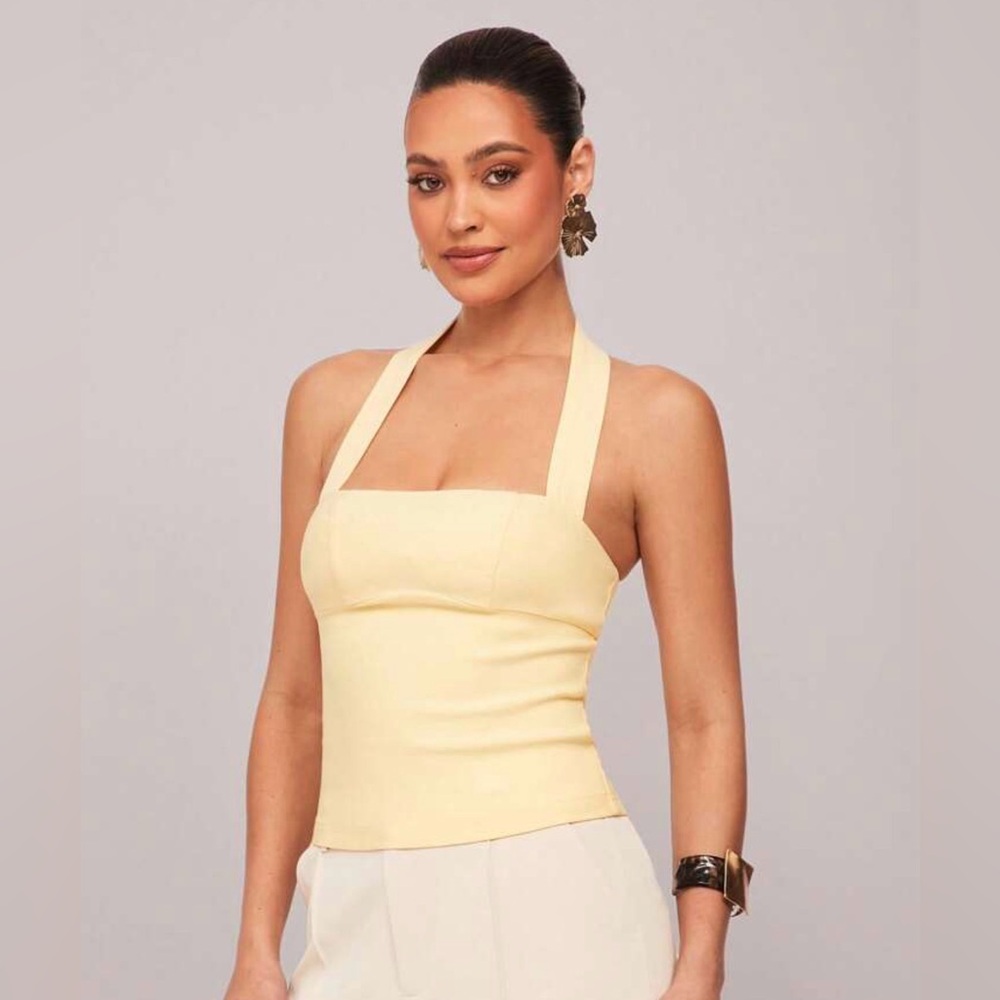 Amazon yellow Halter tank top
